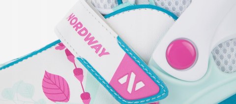 Łyżwy dzieciece Nordway Slide r.31-36 regulowane białe turkusowe